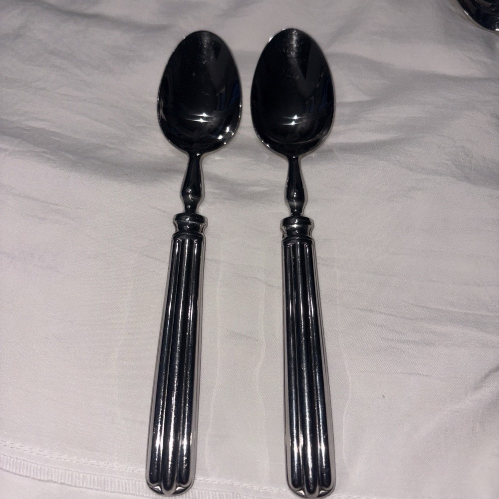 Pottery Barn TOULOUSE  Spoons (Set of 2) 18/10 Stainless Portugal 7 5/8"